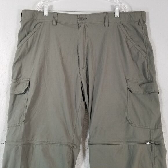 HB performance cargo pants shorts combo convertible men's 44 x 30 khaki green - Picture 2 of 13